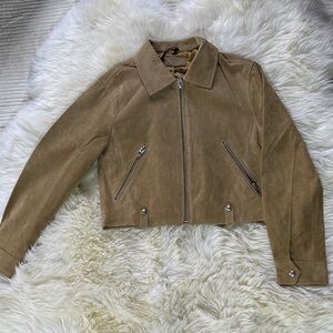 Blank NYC Women's Tan Real Suede Jacket